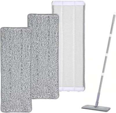 Produktbild von 3 Stück Flachmopp-Pads - 32 x 12 cm - wiederverwendbare Mopp-Reinigungsbezüge - einseitige Hülle  - waschbare - 32 cm Moppköpfe – Grau