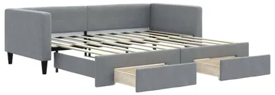 Imagen del producto de vidaXL Somier convertible con cajones, color gris claro, 100x190 cm, tapizado en tela