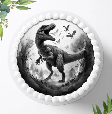 Produktbild von Für die Geburtstags Torte ein Tortenaufleger, Zuckerbild mit dem Motiv: Dinosaurier, Essbares Foto für Torten, Fondant, Ø 20cm, 1205z