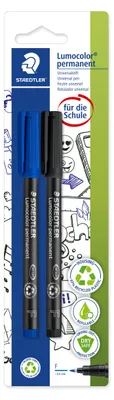 Produktbild von STAEDTLER Lumocolor 318 permanent-Universalstift F (0.6mm) Blisterkarte, Schule, schwarz und blau