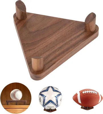 Productafbeelding van Balstandaard Hout - Balhouder Presentatie - Sportballen Tonen - Massief Walnoothout - 15 x 12 x 3 cm - Bruin