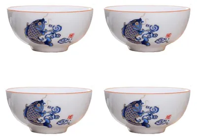 Productafbeelding van Set van 4 Chinese Theekopjes van Porselein
