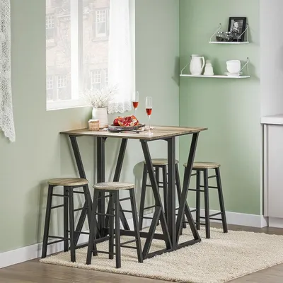 Productafbeelding van Eettafelset - Eethoek - Keukentafelset - Eetkamerstoelen - Eettafelgroep - Inklapbare Tafel - MDF Tafelblad