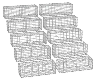 Immagine prodotto di Set di cesti a gabbione – rete metallica – acciaio zincato – 100 x 30 x 30 cm