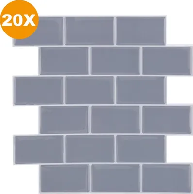 Produktbild von Bolt Edge 3D Klebefliesen De– Grau – Selbstklebende Wandpaneele & Fliesensticker – Set mit 20 Stück – Für Küche & Badezimmer