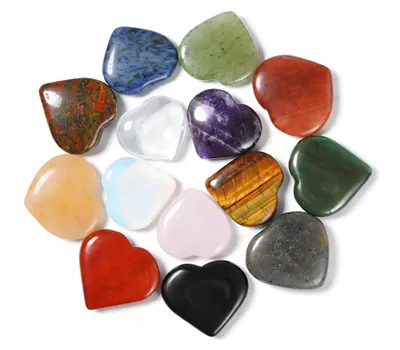 Image de Elzusha - Coffret de 14 pierres précieuses en forme de cœur, idéales pour la méditation et la relaxation