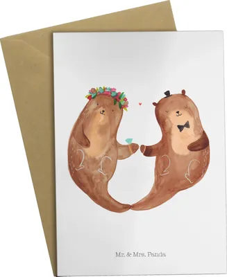 Produktbild von Mr. & Mrs. Panda babykarte Hochzeit Otter - Weiß - Geschenk, einladungskarten, Hochzeitskarte, Klappkarte, Grußkarte, Hochzeitsgeschenk, Trauung, weihnachtskarten, Zur
