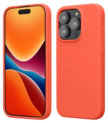 Produktbild von kwmobile Handyhülle für iPhone 15 Pro Hülle, für iPhone 15 Pro Case - Hülle Silikon - kabelloses Laden - Leuchtende Koralle