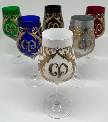 Immagine prodotto di Casa Padrino set di bicchieri da vino barocchi colorati/oro - bicchieri da vino con placcatura in oro 24 carati
