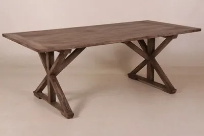 Zdjęcie produktu dla Casa Padrino Vintage Teak Dining Table Rustic Grey 170 x 95 cm - Stół w stylu rustykalnym z drewna tekowego