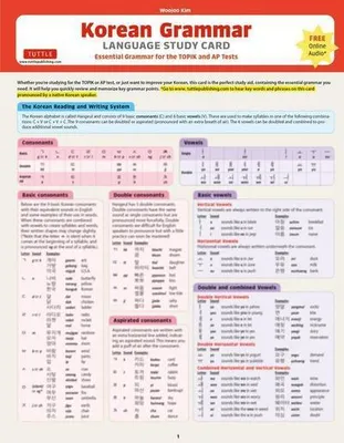 Obrázok produktu pre Korean Grammar Language Study Card