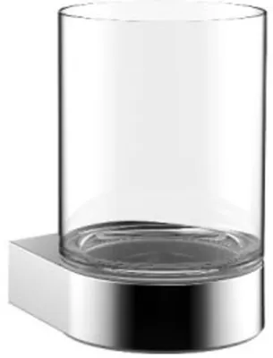 Glashalter, verchromter Edelstahl, Kristallglas, Höhe 107 mm