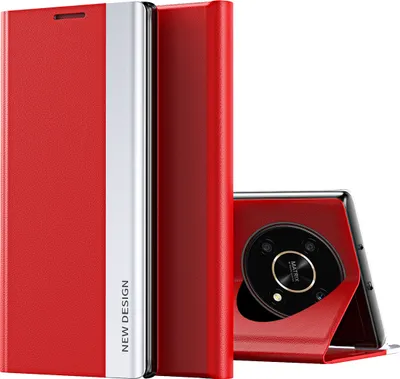 Produktbild von Honor X9 Hülle, Leder PolyurethanMagnetisch Klapp Stand Schutzhülle für Honor X9 Rot