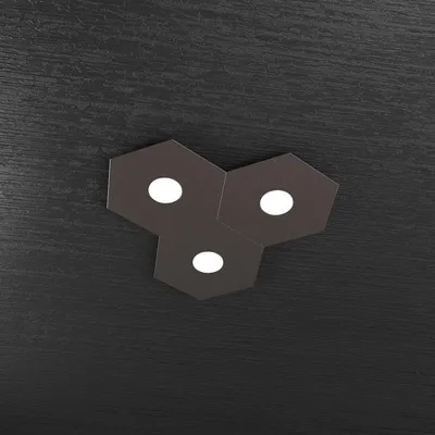 Obrázok produktu pre Moderné stropné svietidlo Hexagon Metal Brown 3 svetlá Led 12X3W