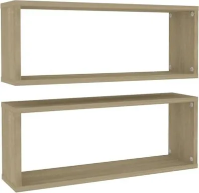 Two identical wooden cube shelves are shown against a white background.