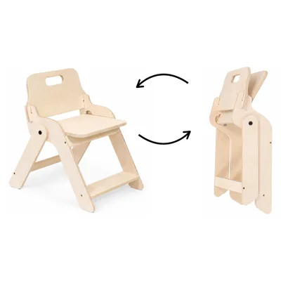 Image de Chaise pliante pour enfant en bois, peu encombrante, 55 × 40 cm