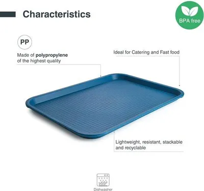 Productafbeelding van Unyqoos® Blauw, stapelbaar serveerplateau van polypropyleen – antislip oppervlak, BPA-vrij, vaatwasmachinebestendig, geschikt voor horeca en catering