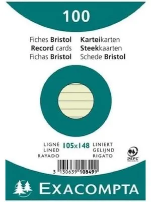 Produktbild von Exacompta 100 Karteikarten Liniert Ungelocht in Folie 105x148mm Grün