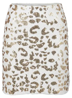 Produktbild von Damen Minirock mit Pailletten, glänzend, in Weiss, Größe XS für festliche Anlässe