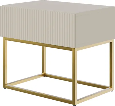 Produktbild von Selsey VELDIO - Nachttisch mit Schublade, Graubeige Taupe mit goldenem Metallgestell, 50 cm