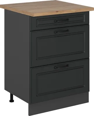 Produktbild von Küchenunterschrank Vicco R-Line Anthrazit Landhaus 60 cm mit Schubladen, AP Eiche, Model 53571