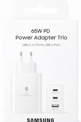 Zdjęcie produktu dla Ładowarka 65W Samsung Super Fast Charging  3X Usb (2X Usb-C + Usb-A) Pd Ep-T6530 Biała