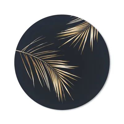 Produktbild von MuchoWow® Mauspad Mousepad Blätter - Pflanzen - Gold - Schwarz - Luxus 20x20 cm - Mousepads - Maus Mat - Pad - Mausunterlage - Schreibtischmatte