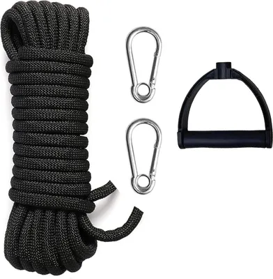 Produktbild von Wasserski-Seil mit Griff, Karabinerschnalle aus Edelstahl, 4 m, Nylon-Schleppseil, Schlittenwagen-Zugseil für Wakeboard, Kneeboard, Snowboard-Ausrüstung