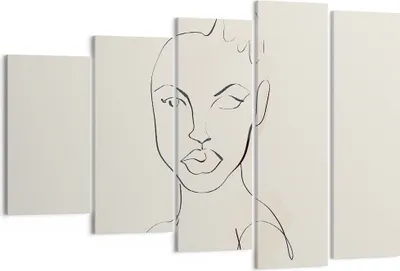 Produktbild von Bild auf Leinwand - Leinwandbild - 5 Teile - Porträt Afro Skizze - 150x100cm - Wand Bild - Wanddeko - Wandbilder - Leinwanddruck - Bilder - Wanddekoration - Leinwand bilder - Wandbild - EG150x100-4489
