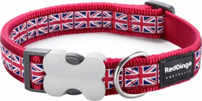 Produktbild von Hundehalsband Rot Dingo STYLE UNION JACK FLAG 15 mm x 24-36 cm