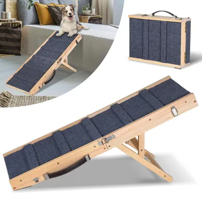 Produktbild von Faziango Hunderampe Hundetreppe Klappbar aus Holz  Auto Einstiegshilfe Tiertreppe Tierrampe Autorampe Haustiertreppe