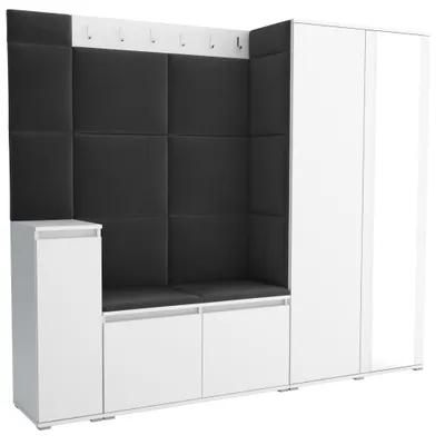 Produktbild von Garderobe LUTON 8 WHITE 16 - Farbe: weiß, moderne Garderobe 40x220x186 cm, funktionelle Lösung für den Flur, Garderobe, Möbel für den Flur,
