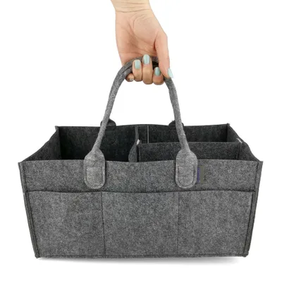 Produktbild von IDEA HOME Filz-Organizer, Taschenorganizer, Handtasche, Filztasche, Filztasche mit Fächern, Baby Windel Organizer Tragbar, Grau
