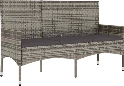 Produktbild von vidaXL Gartenbank 3-Sitzer mit Kissen Grau Poly Rattan