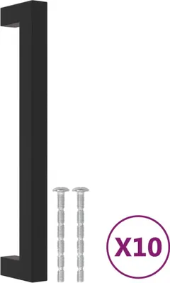 Image de Poignées d'armoire 10 pcs noir 160 mm acier inoxydable