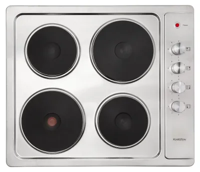 Produktbild von Klarstein Appetito Massekochfeld Einbau, Restwärmeanzeige, Drehknöpfe, 6 Leistungsstufen, Elektrisch, Herdplatten, Edelstahl, 4 Platten/Zonen, 5500 Watt, silber