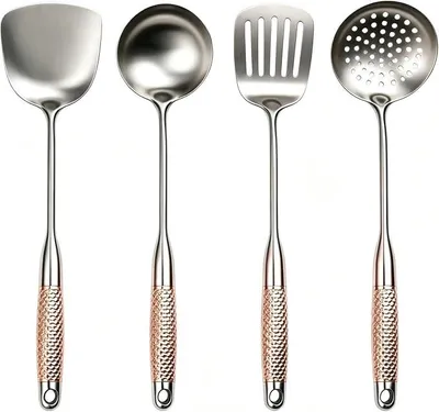 Imagen del producto de Juego de 4 utensilios de cocina, que incluye una cuchara para cocinar y una espátula, y un juego de vajilla