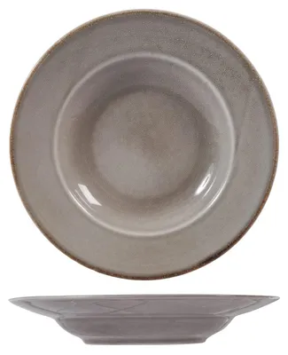 6 Pasta-Teller aus Keramik Stoneware, Grau, 24 cm
