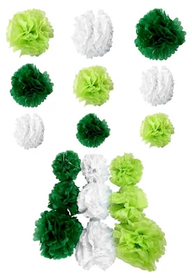 Produktbild von 24 Stück Seidenpapier-Pompons in Grün für dekorative Blumenkugeln bei Festen, Hochzeiten und Geburtstagsfeiern, wiederverwendbare Party-Dekorationen