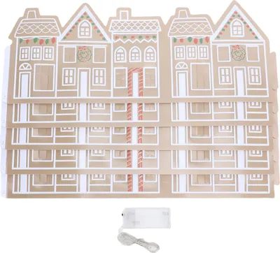 Productafbeelding van Kerstboomversiering, unieke, herbruikbare gingerbreadhuis-ring van PVC met LED-verlichting voor kerstdecoratie, 71,1 cm