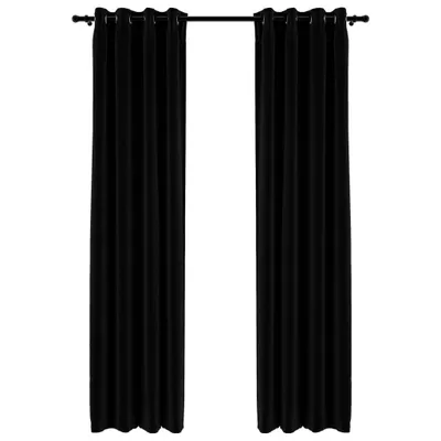 Image de vidaXL Rideaux occultants Œillets aspect lin 2 pcs. noir 140x245cm