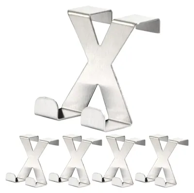 Produktbild von 5 x Türhaken zum Einhängen Edelstahl Haken Badezimmer MH031Sx5 Garderobenhaken Kleiderhaken Tür Garderobe Bademantel- & Handtuchhaken ohne Bohren Türgarderobe Türhänger Metallhaken Jackenhaken