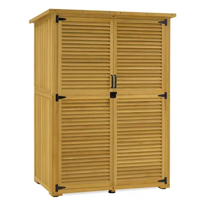 Produktbild von M MCombo Gartenschrank Gartenhaus Holz Wetterfest, Outdoor Gerätehaus Geräteschuppen 59×127×168 cm 0901D-F (Natur)
