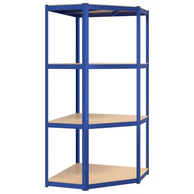 Produktbild von vidaXL Eckregal mit 4 Böden Blau Stahl & Holzwerkstoff