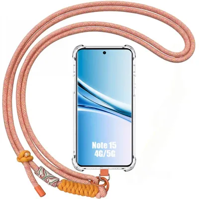 Image de Coque pour Xiaomi Redmi Note 15 5G/4G, Protection Antichoc Transparent avec Cordon Orange