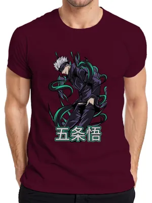 Obrázek produktu pro Jujutsu Kaisen Gojo 五条悟 Anime Otaku Gift Cool Blindfold Pánské tričko, vínová, 3XL
