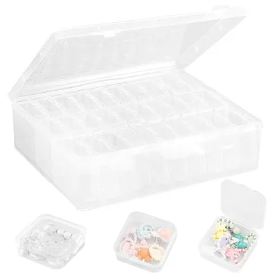 Obrázek produktu pro Úložné krabičky sada 30 mini boxů - 5,5 x 5,5 x 2 cm - Transparentní plast - Průhledné mini boxy na drobnosti