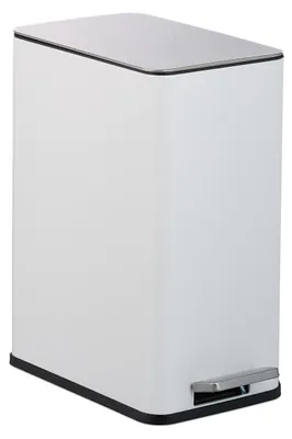 Image de Poubelle de salle de bain Relaxdays, 10 litres, système d'ouverture automatique, seau intérieur amovible, poubelle de salle de bain avec couvercle, seau de salle de bain, blanc