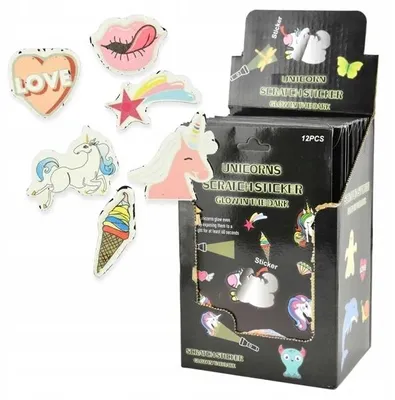Produktbild von Einhorn-Rubbelsticker-Set, leuchtend im Dunkeln