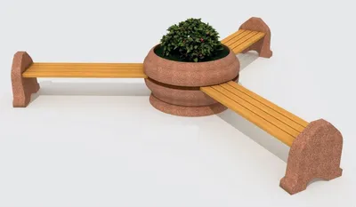Produktbild von Casa Padrino Parkbank - 3er Stadtbank mit Blumenkübel Naturfarben / Braun Ø 340 cm - Outdoor & Park Möbel